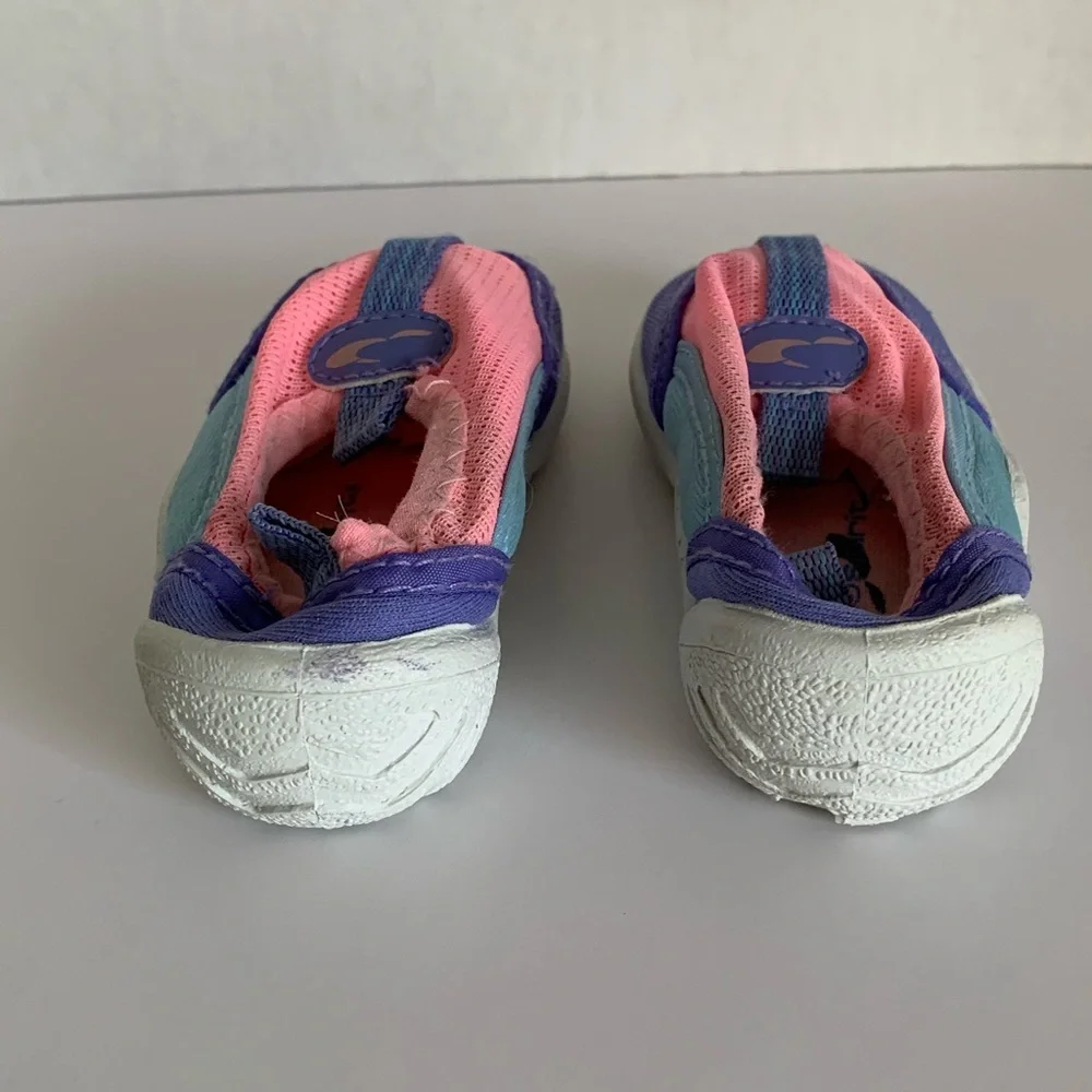 Prospirit Water Shoes Baby Girls Size 7 Blue Pink Pool Rubber Non-Slip Bottom